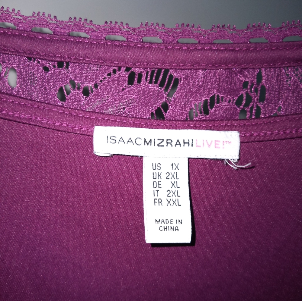 Isaac Mizrahi purple lace blouse plus size 1x - Picture 2 of 3